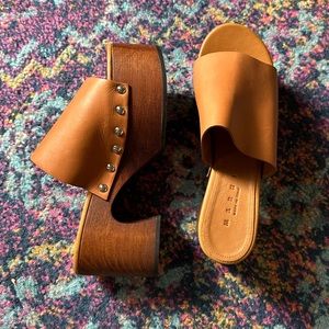 Marni Tan Wooden Clog platform sandal 8 38.5